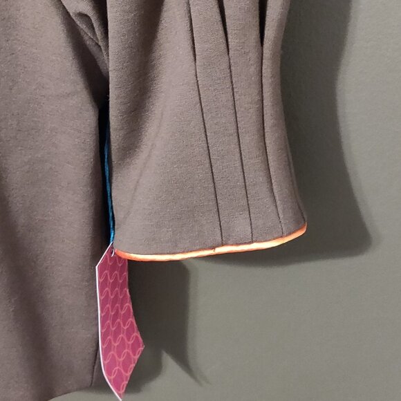 Lissa Mar Ponte Bolero Jacket In Brown Orange Silk Lining NEW WITH TAGS … - Picture 9 of 9